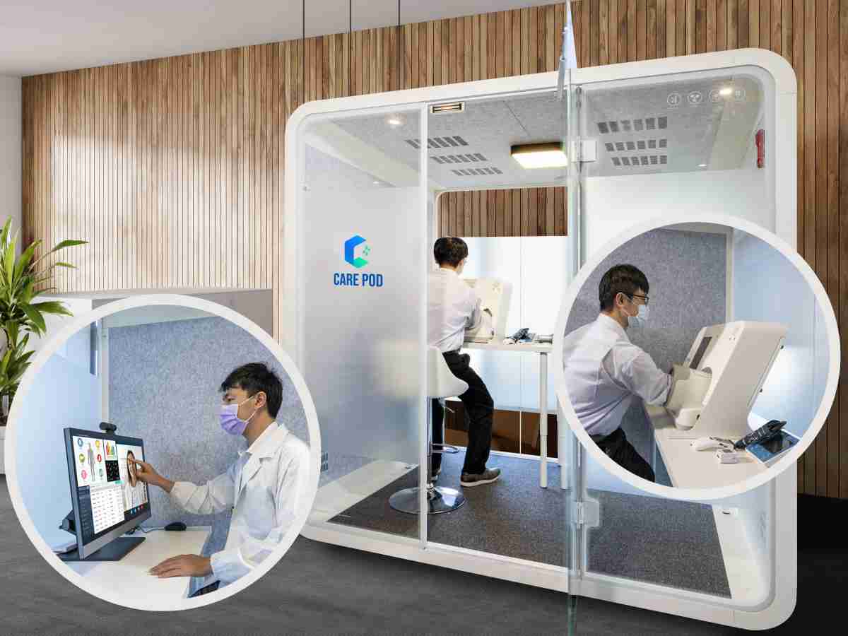 达擎于医疗科技展中展出＂远距诊疗舱＂，，，以因应医疗数字化及社会高龄化趋势下、、复诊及慢性病患等族群对于远距看诊需求逐渐升高所推出的创新整合方案。。多功能合一、、、、高隐私性的远距诊疗舱可根据病患端与医师端的不同需求，，，提供弹性化及客制化功能，，，节省医生和病患的精力及时间